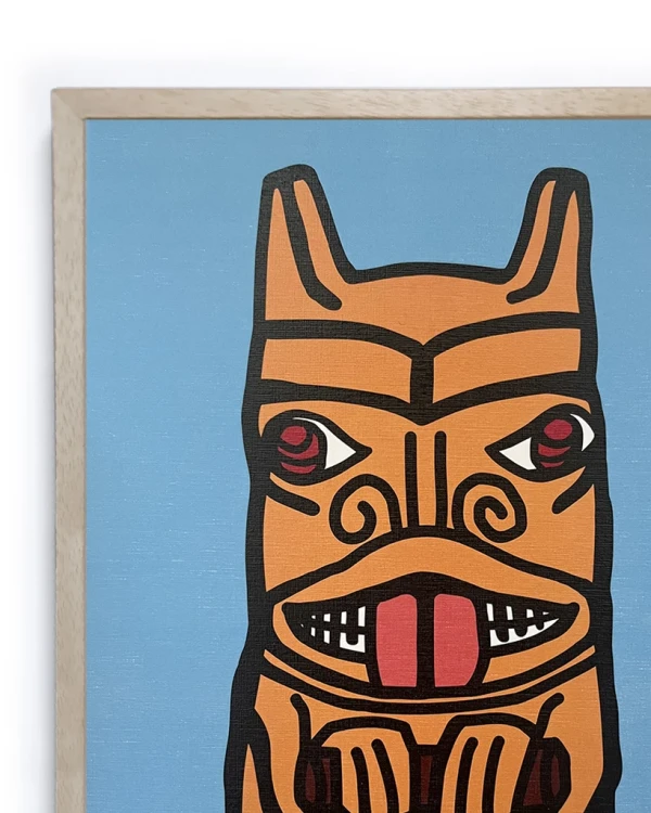 Totem de Jaguar oro - Marco L10x20 madera encerada pequeño 32x23