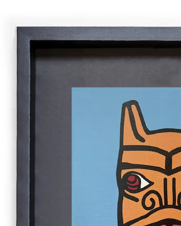 Totem de Jaguar oro - Marco Espacial negro con fondo negro grande 56x44