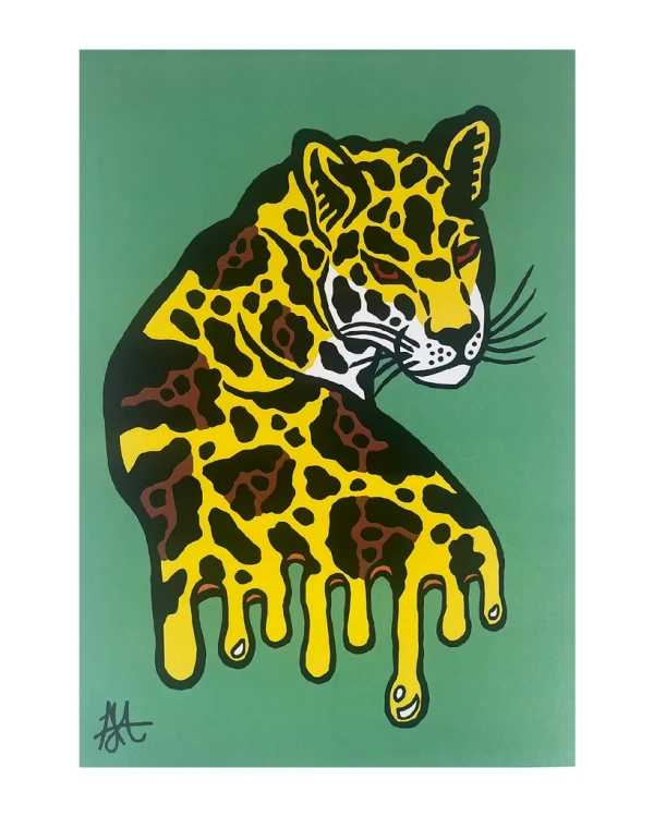 La mirada del jaguar - Rojo / Marco negro de 1,5 x 3,5cm Pequeï¿½o - 33x24