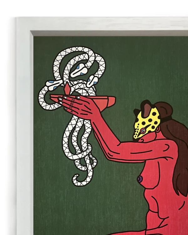 La ofrenda - verde / Marco Blanco 2 x 3,5cm Pequeño - 34x25 cm