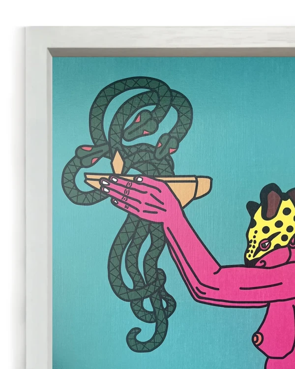 La ofrenda - turquesa / Marco Blanco 2 x 3,5cm Pequeño - 34x25 cm