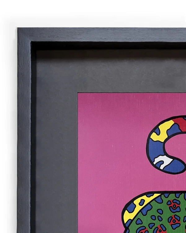 Jaguar Geométrio - amarilla / Marco negro con fondo negro grande - 57x44