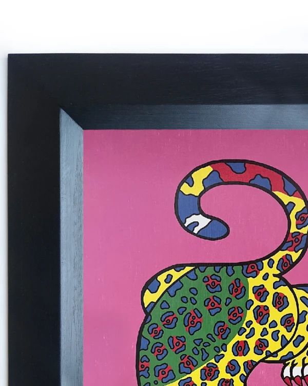 Jaguar Geométrio - amarilla / Marco rampa negra lisa pequeño - 34x25