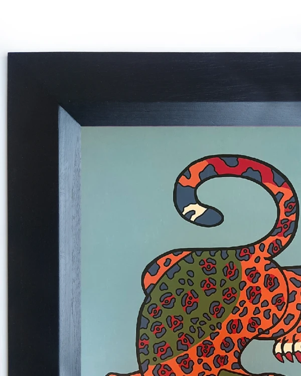 Jaguar Geométrio - naranja / Marco rampa negra lisa grande - 49x36