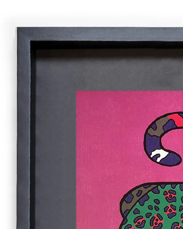 Jaguar Geométrio - verde / Marco negro con fondo negro grande - 57x44