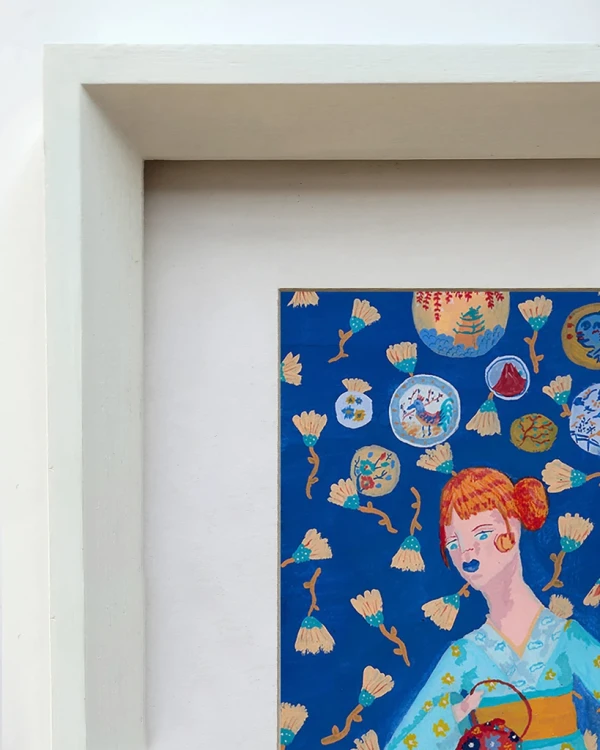 Desayuno - 21 x 30 / Varilla triangulito blanco mas paspartu blanco