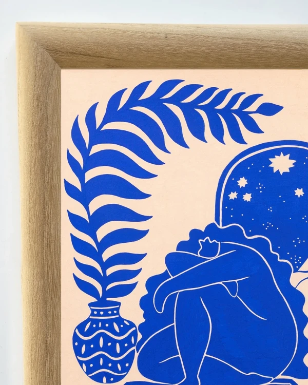 Calma y quietud - 30 x 42 / Marco bombe de 4 cm kiri natural