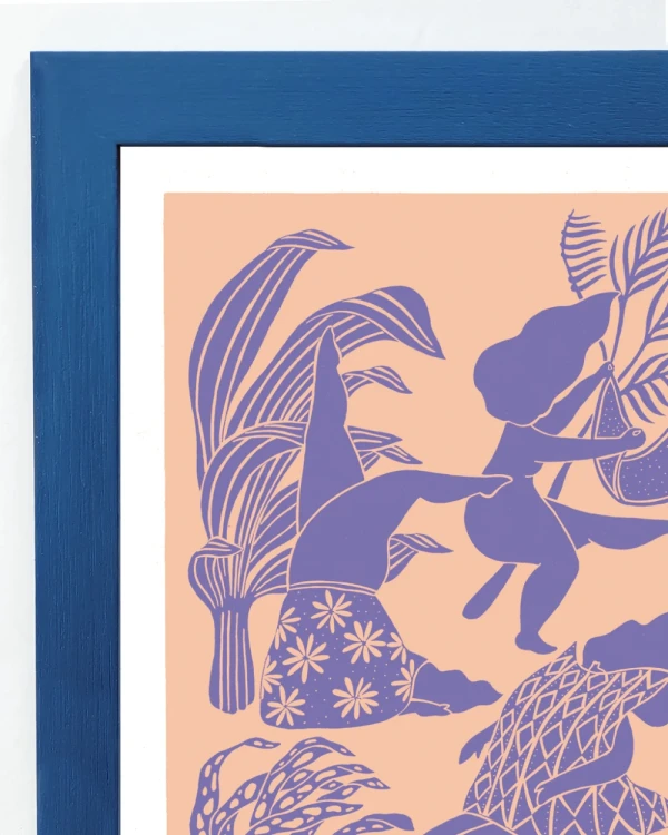 Fuera de control - 30 x 42 / Marco chato de 3 cm azul