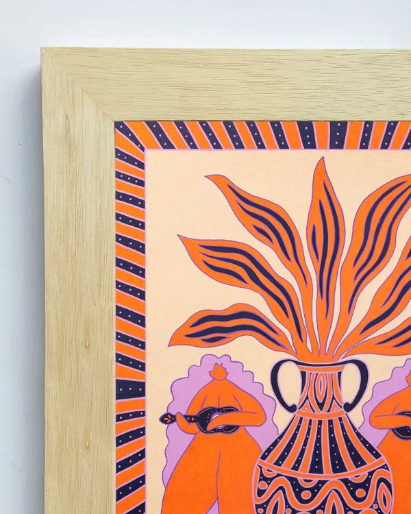 Musica de encuentro - 30 x 42 / Marco chato de 4 cm marupa natural