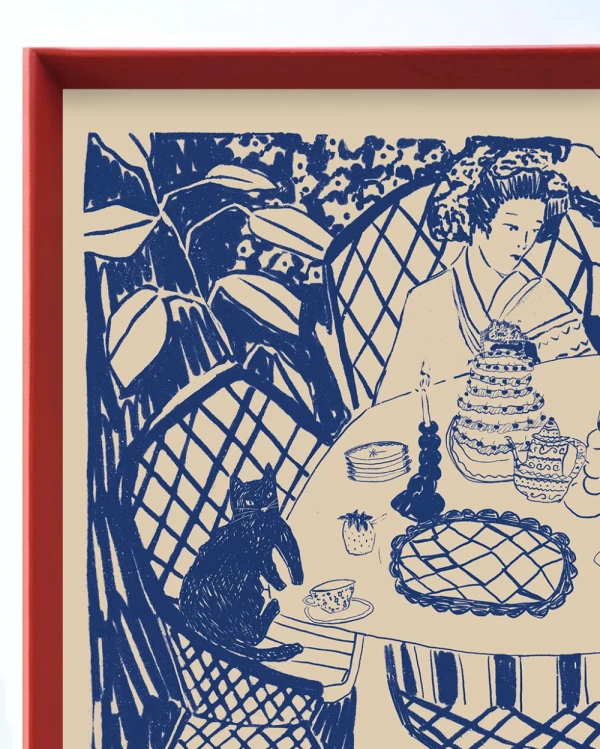 Azul - 21 x 30 / Marco piramidal rojo chinese