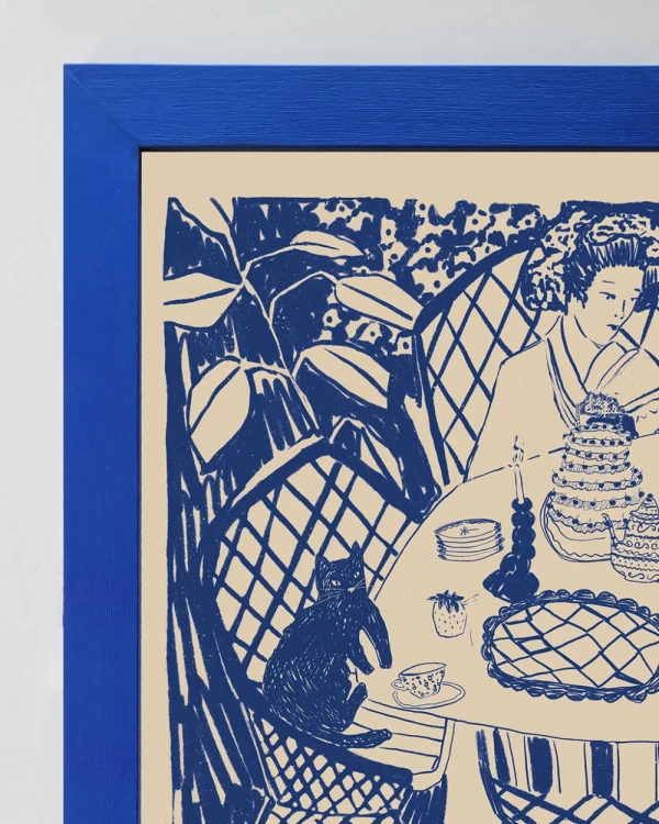 Azul - 30 X 42 / Marco chato de 3 cm azul ultramar