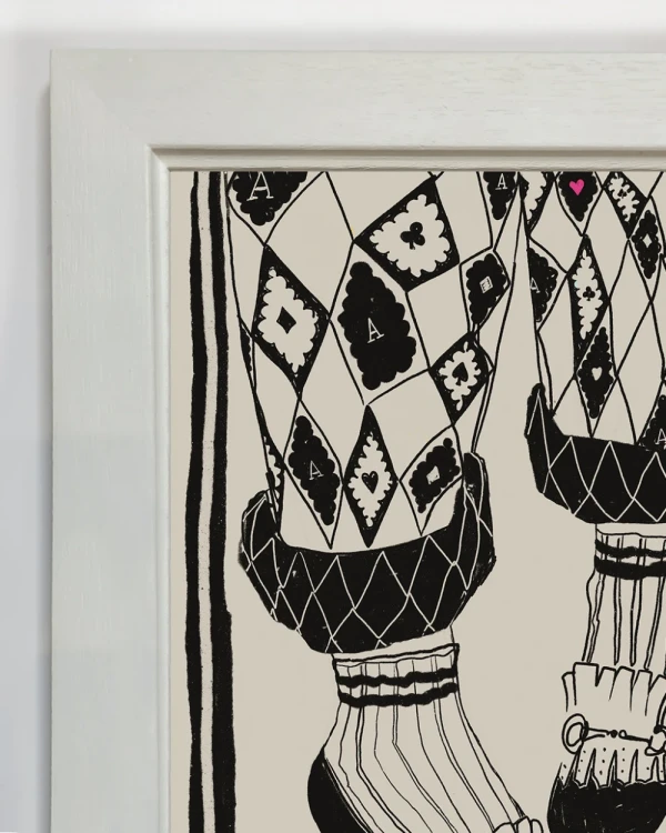 Babucha rombos - 21 x 30 / Marco chato de 3 cm con rebaje blanco liso