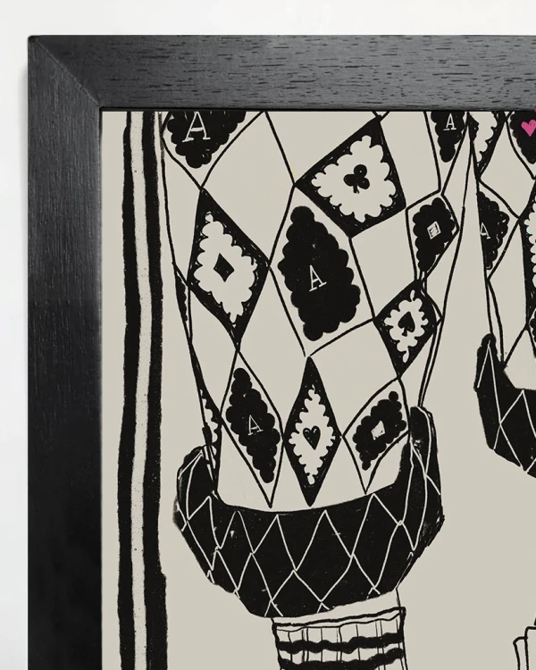 Babucha rombos - 30 X 42 / Marco chato de 3 cm negro liso