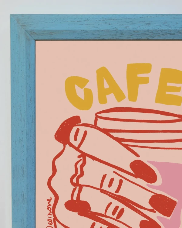 Cafe - 21 x 30 / Marco chato con rampita celeste vintage