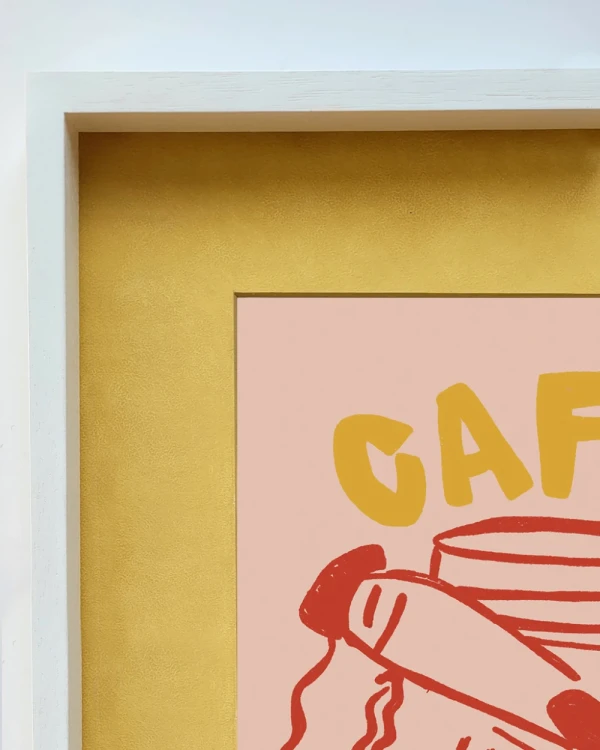 Cafe - 21 x 30 / Marco box blanco mas paspartu ocre