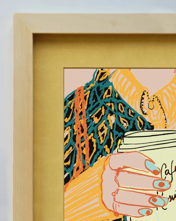 Camisa y saco - 21 x 30 / Marco chato 3 cm marupa natural mas pasepartu ocre