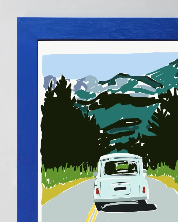 Ruta Renault - 30 X 42 / Marco chato de 3 cm azul ultramar