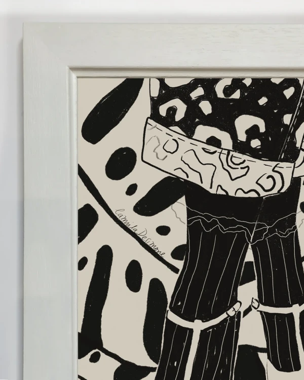 Tango shoe - 30 X 42 / Marco chato de 3 cm con bajadita blanco liso