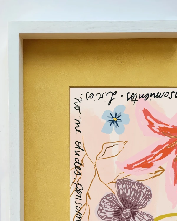 Lirios - 30 X 42 / Marco box blanco liso mas paspartu ocre