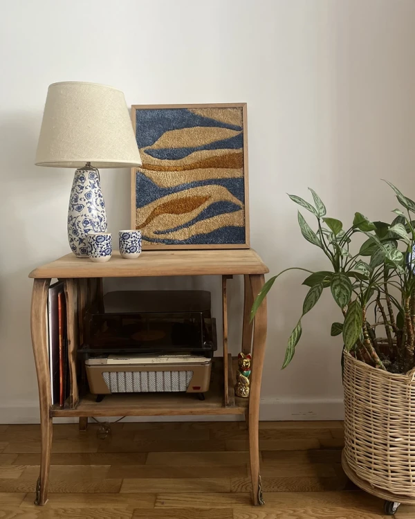 Tejido - Natural tostado y azul