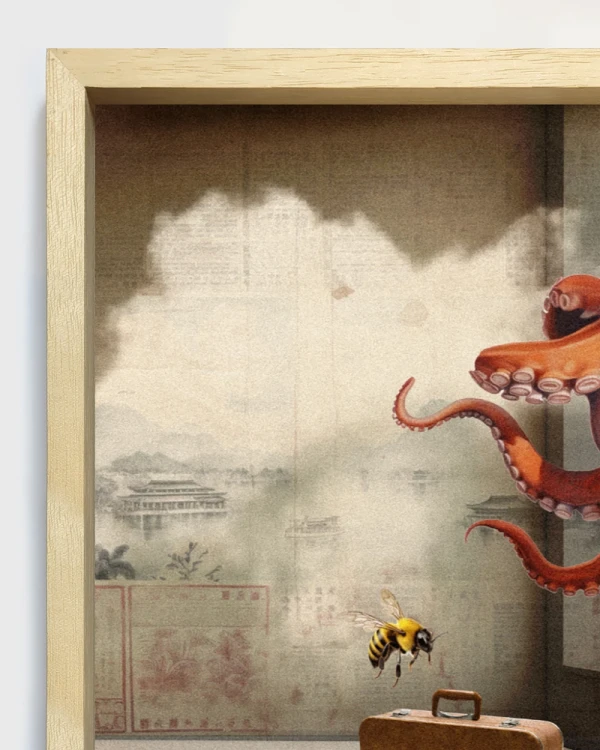 Octopus - Marco tipo box madera