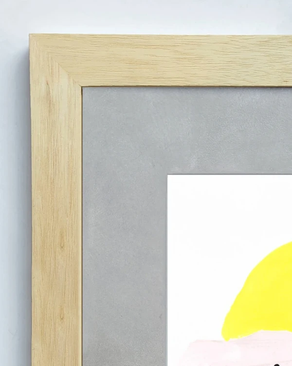 Teets - Marco chato de 4 cm madera + passepartout gris