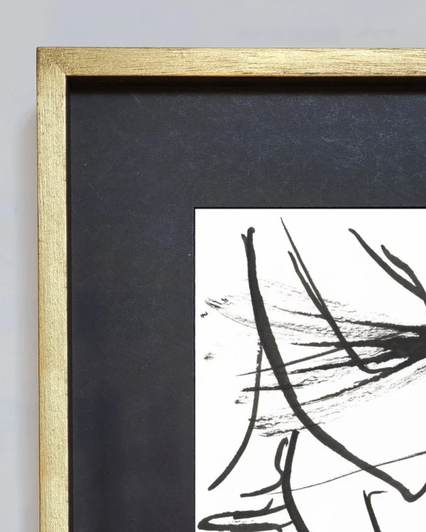 Flower - Marco chato dorado + passepartout negro