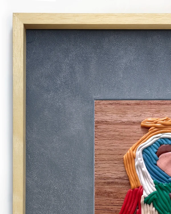 Sentimientos 5 - Marco tipo box madera + fondo gris