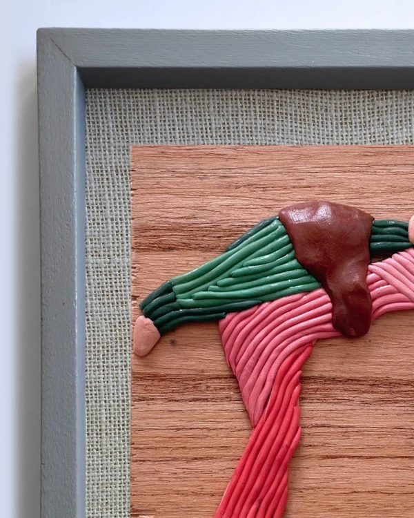 Sentmientos 4 - Marco tipo box gris + arpillera white