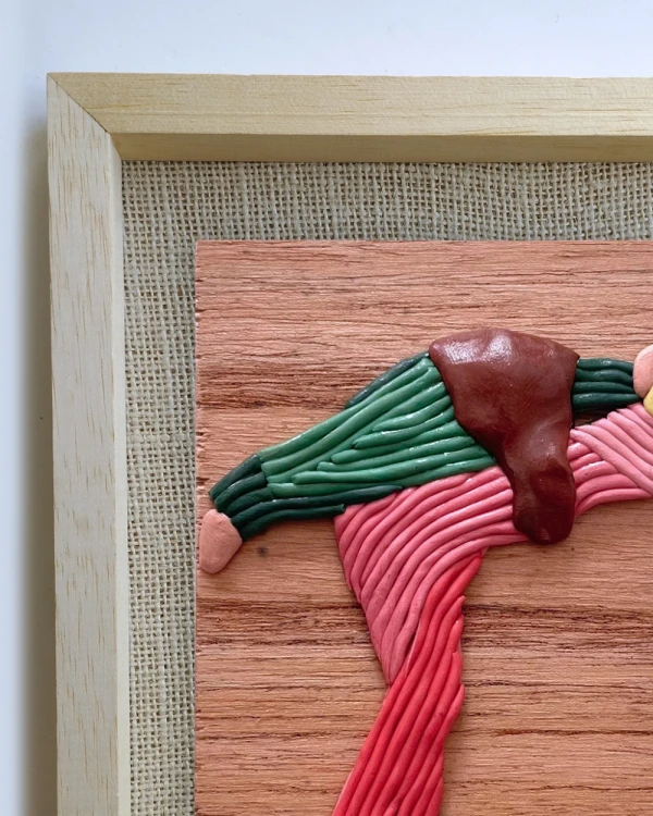 Sentmientos 4 - Marco tipo box madera + fondo arpillera white