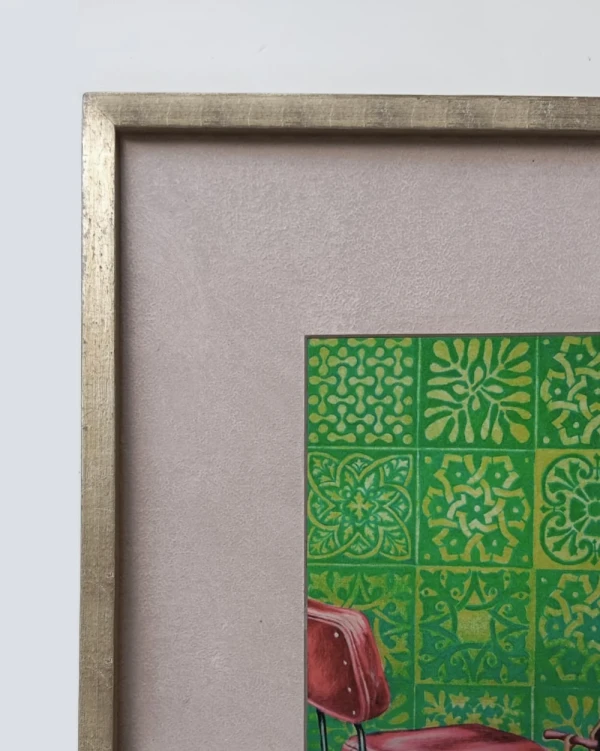 Daniel Prandi II - Marco en L plateado con patina dorada con passepartout