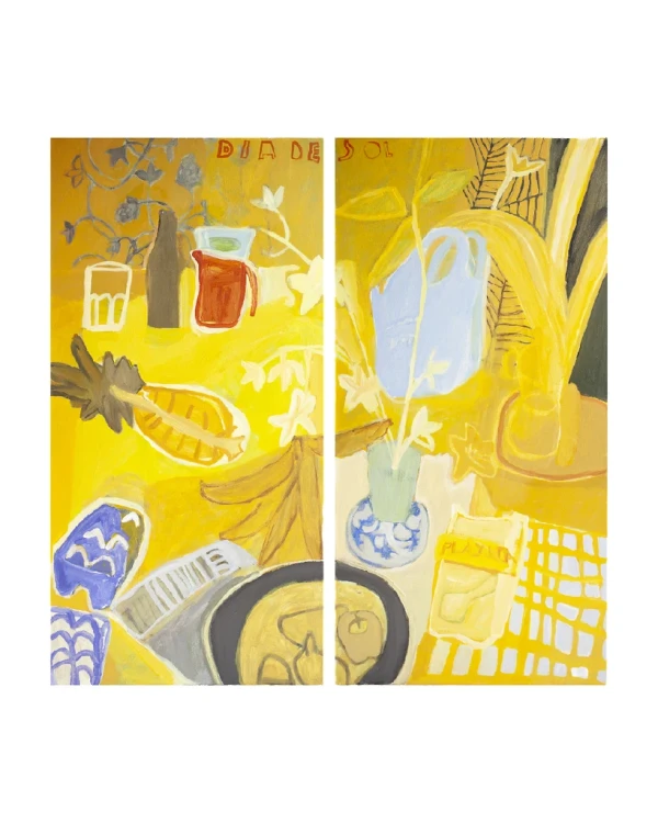 Díptico Amarillo - Marco alfil gris jagger liso