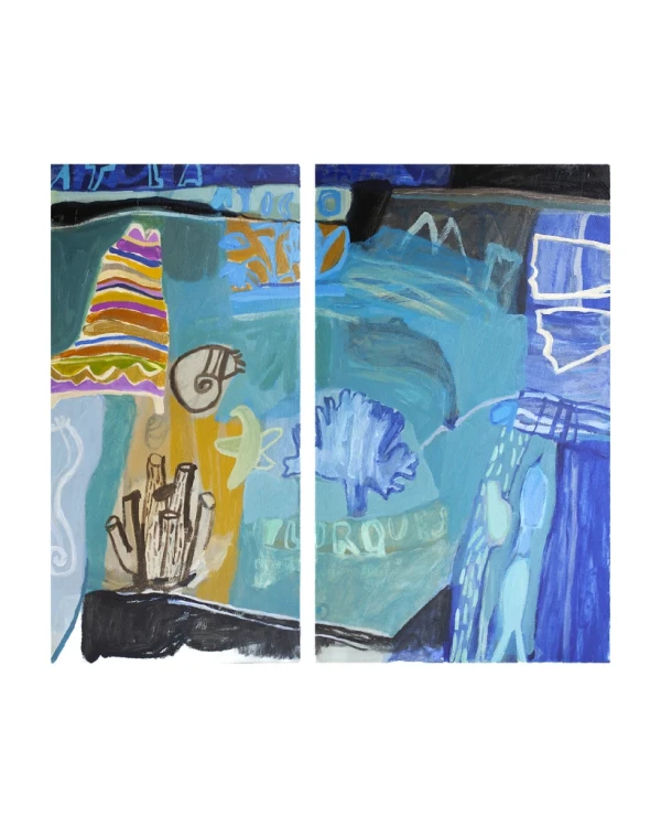 Díptico Azul - L15x35  marupa cera 123x136 (ancho de los dos juntos)