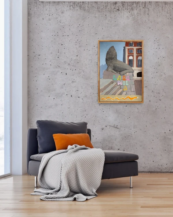 Lobo Marino II - Alfil  marupa negro con paspartu gris  55x75cm