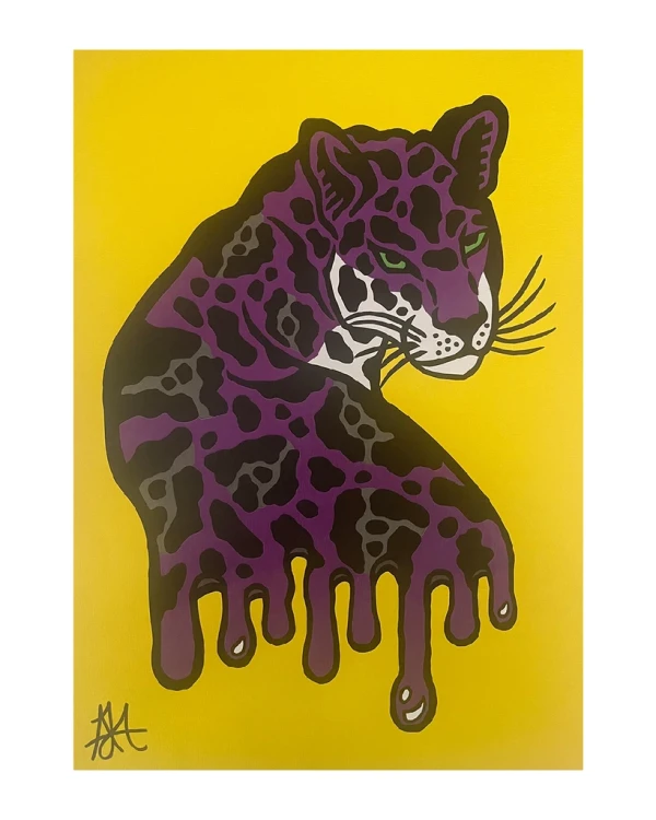 La mirada del jaguar - Pï¿½rpu / Marco negro de 1,5 x 3,5cm grande - 48x35 cm