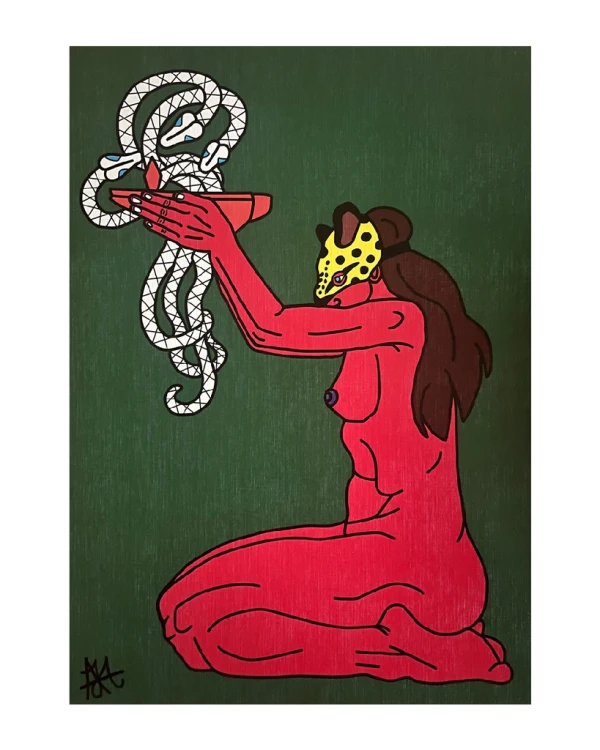 La ofrenda - verde / Marco Negro de 2x3,5 cm + Fondo negro Pequeño - 42x33c m