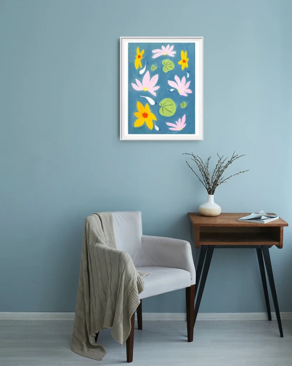 Loto - 21 x 30 / Marco piramidal blanco liso mas paspartu blanco