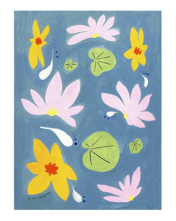 Loto - 30 x 42 / Marco chato de 3 cm rosa viejo