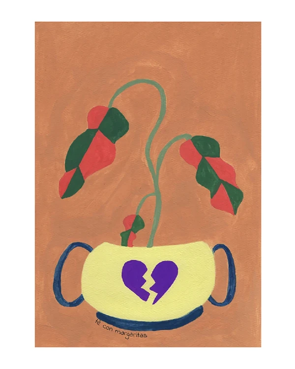 Sad Cora - 21 x 30 / Marco chato de 3 cm azul ultramar