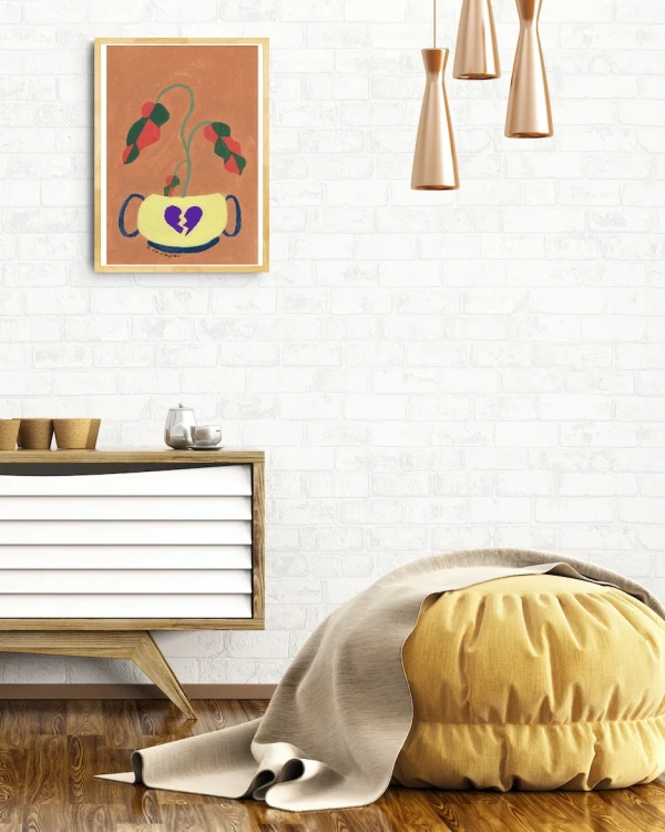 Sad Cora - 21 x 30 / Marco chato de 2 bombe rojo chinese