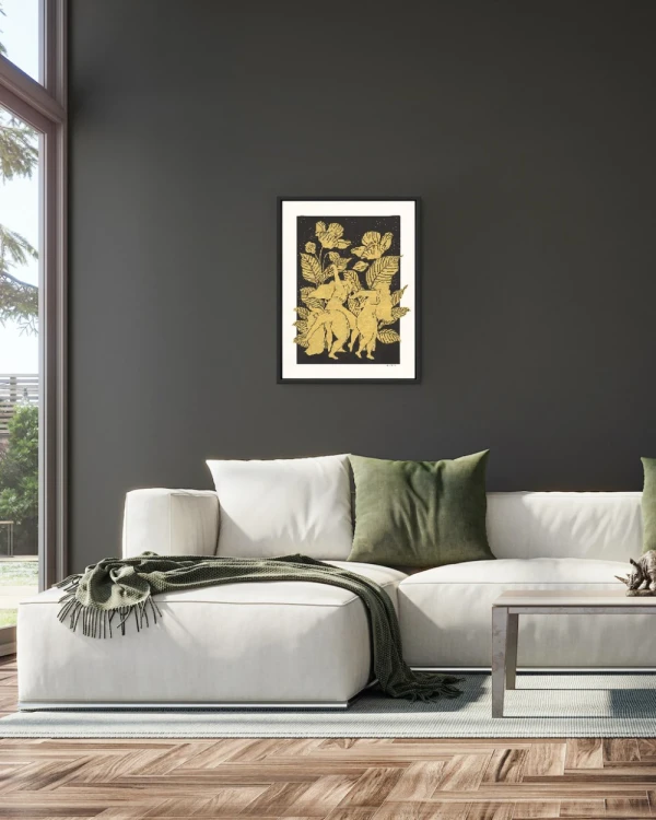 Baile de la noche - 30 X 42 / Marco box marupa con passepartu negro