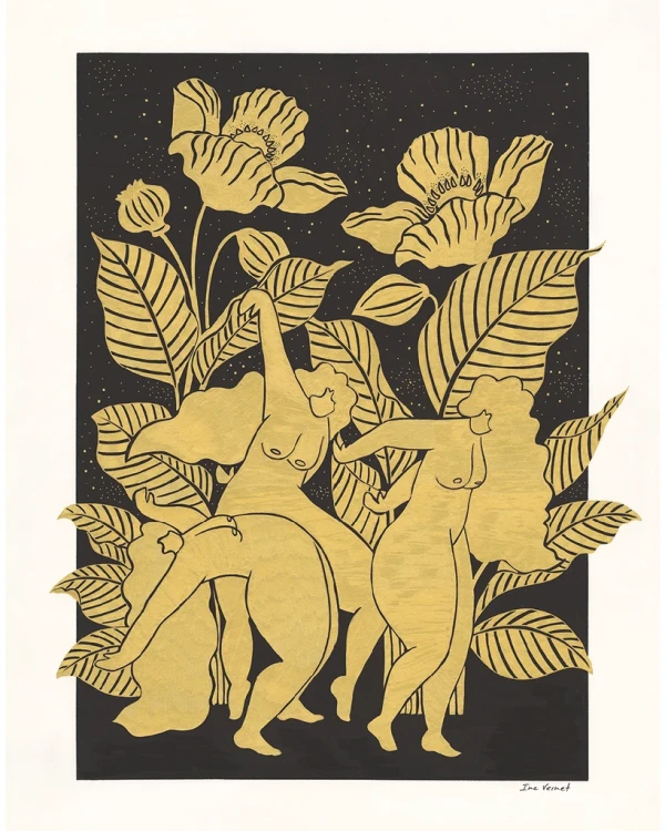 Baile de la noche - 30 X 42 / Marco L 1.5 cm negro liso