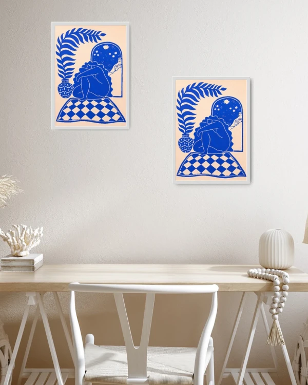 Calma y quietud - 30 x 42 / Marco box mini blano liso