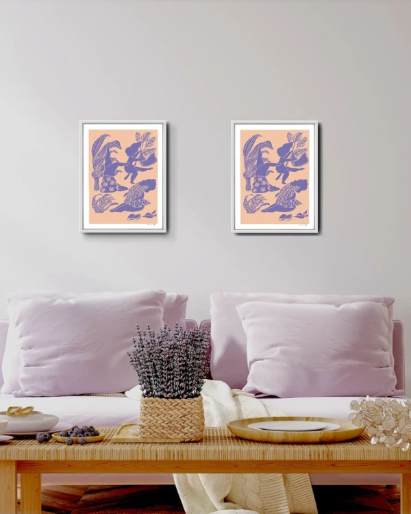 Fuera de control - 30 x 42 / Marco chato de 3 cm blanco liso