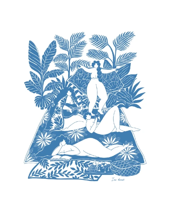 Gozando la vida - 30 x 42 / Marco chato de 3 cm azul ultramar