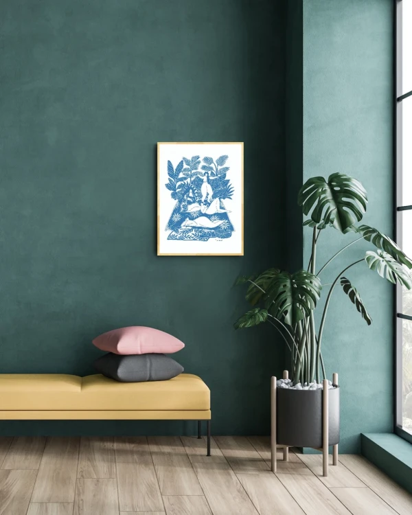 Gozando la vida - 30 x 42 / Marco de pelotitas blanco liso