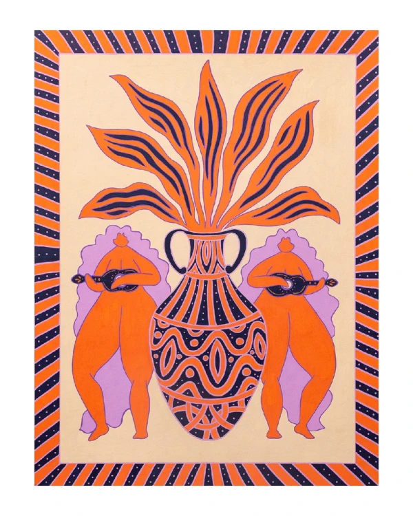 Musica de encuentro - 30 x 42 / Marco chato de 4 cm marupa natural