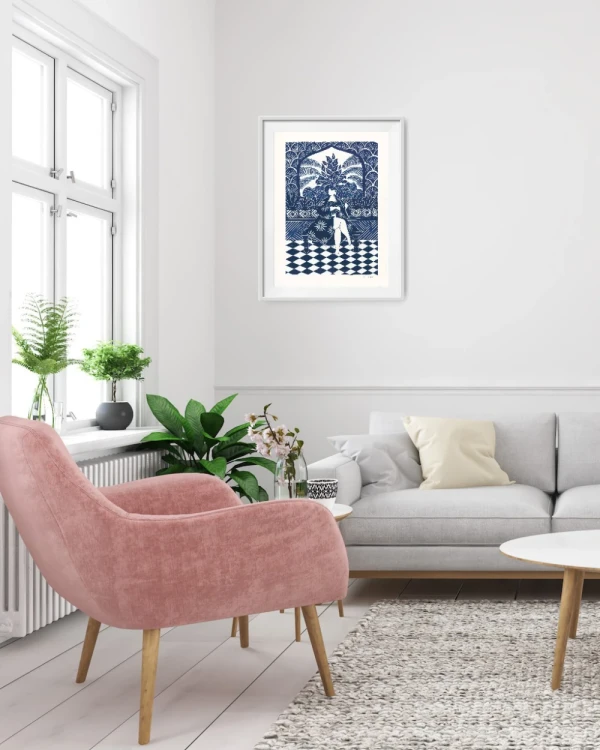 Musa - 30 x 42 / Marco box blanco liso mas paspartu blanco