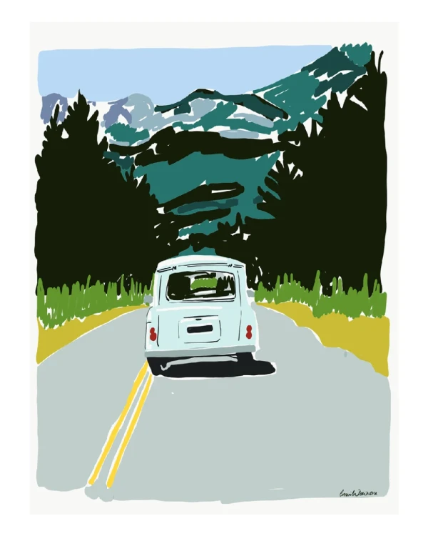 Ruta Renault - 21 x 30 / Marco chato de marupa natural mas paspartu stone