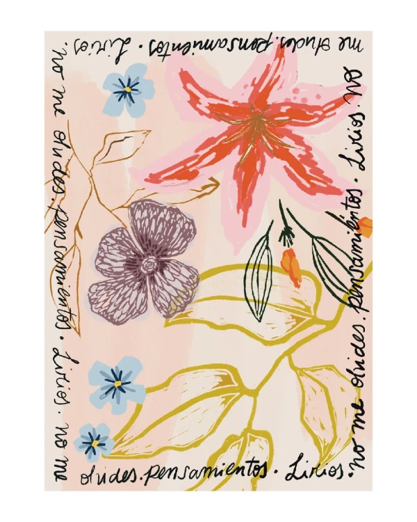 Lirios - 30 X 42 / Marco chato de 3 cm con bajadita blanco liso